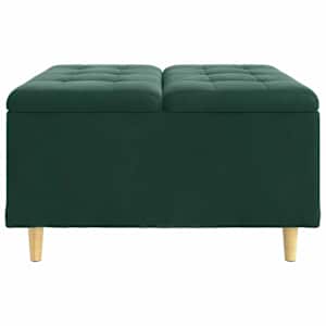 Úložný taburet s polštářem Tmavě zelená 80 x 80 x 45 cm samet - obrázek 5