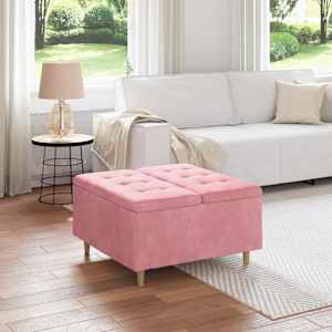 Shranjevalna tabureta z blazino Roza 80 x 80 x 45 cm Žamet