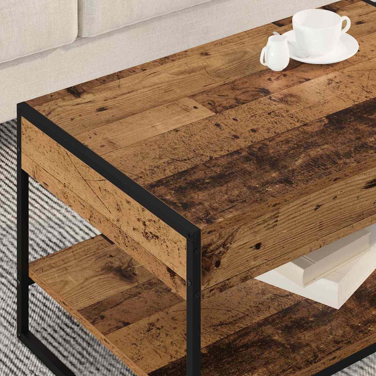 Sofabord 80 x 50 x 40 cm Konstrueret træ - Billede 4