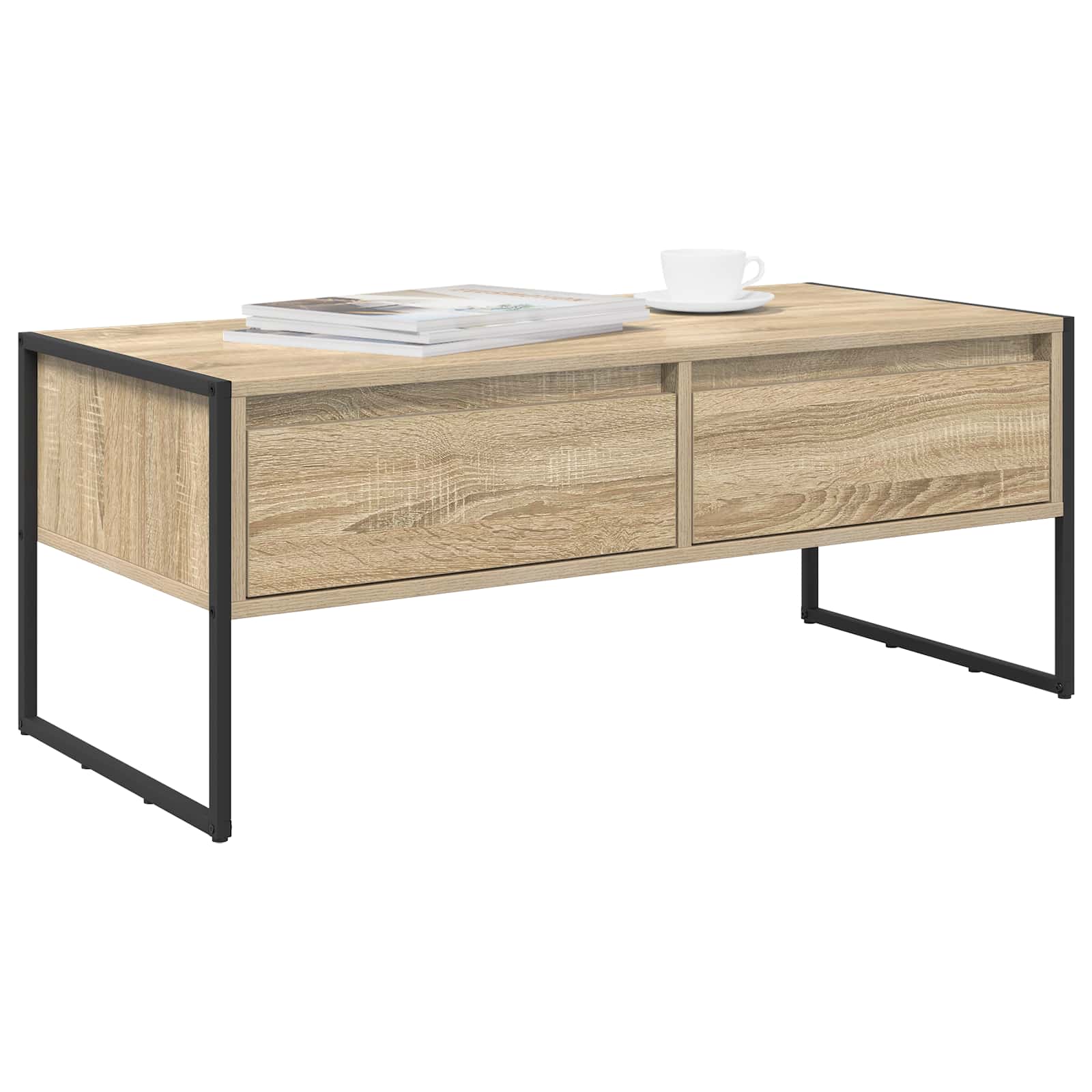 vidaXL Salontafel met lade Sonoma 100 x 46 x 40 cm Bewerkt hout