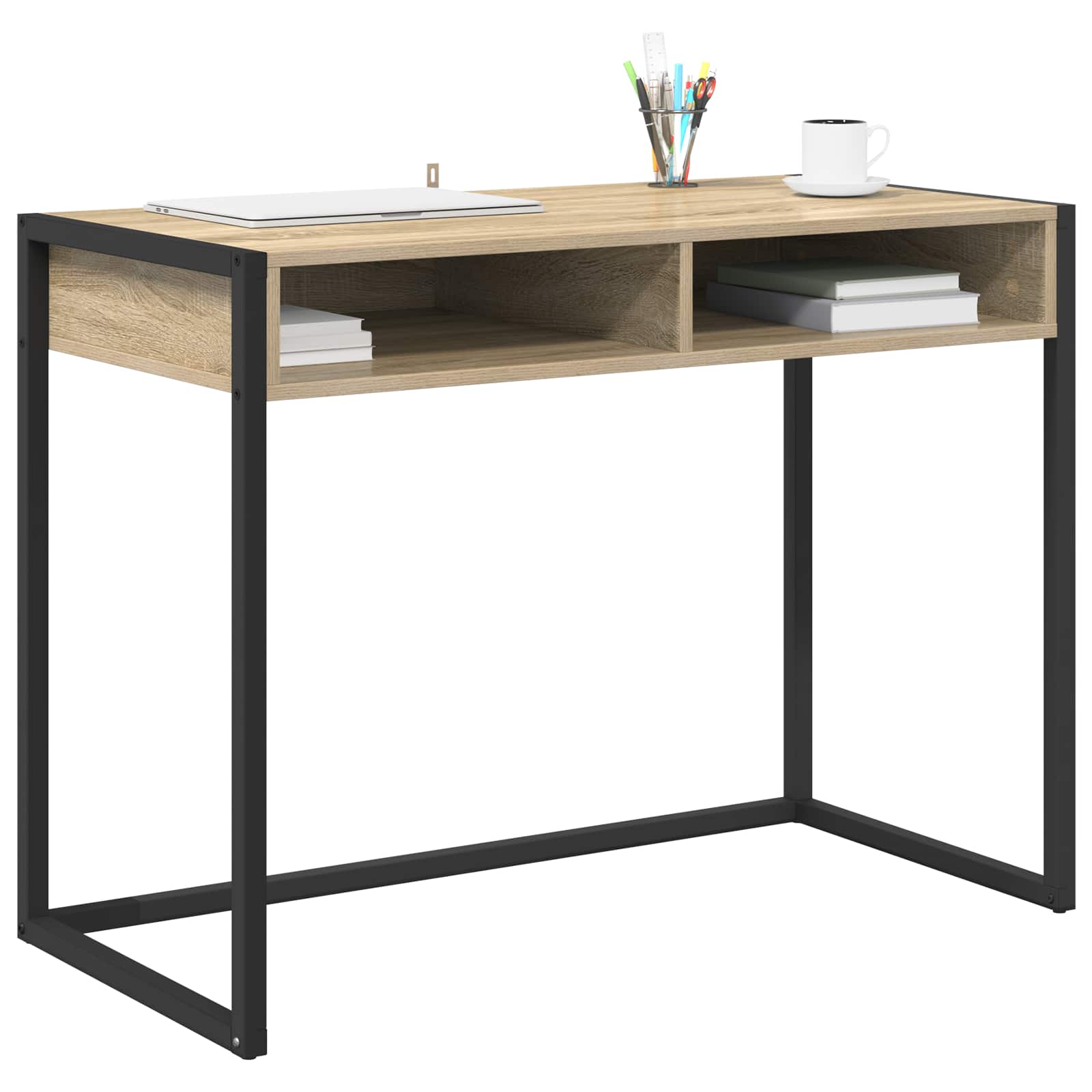vidaXL Bureau met opslag Sonoma 100 x 50 x 75 cm Bewerkt hout