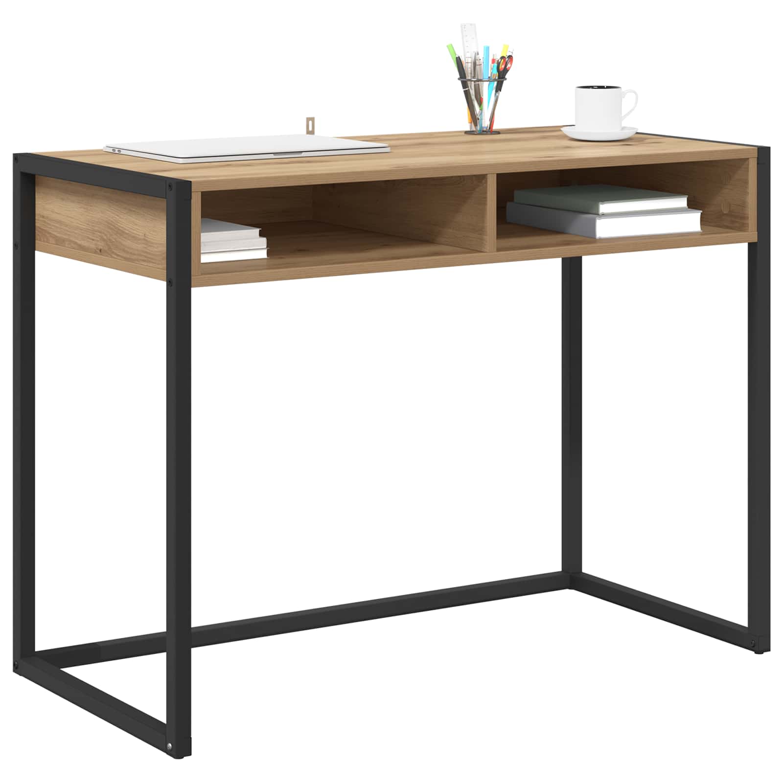 vidaXL Bureau Ambachtelijk eiken 100 x 50 x 75 cm Bewerkt hout