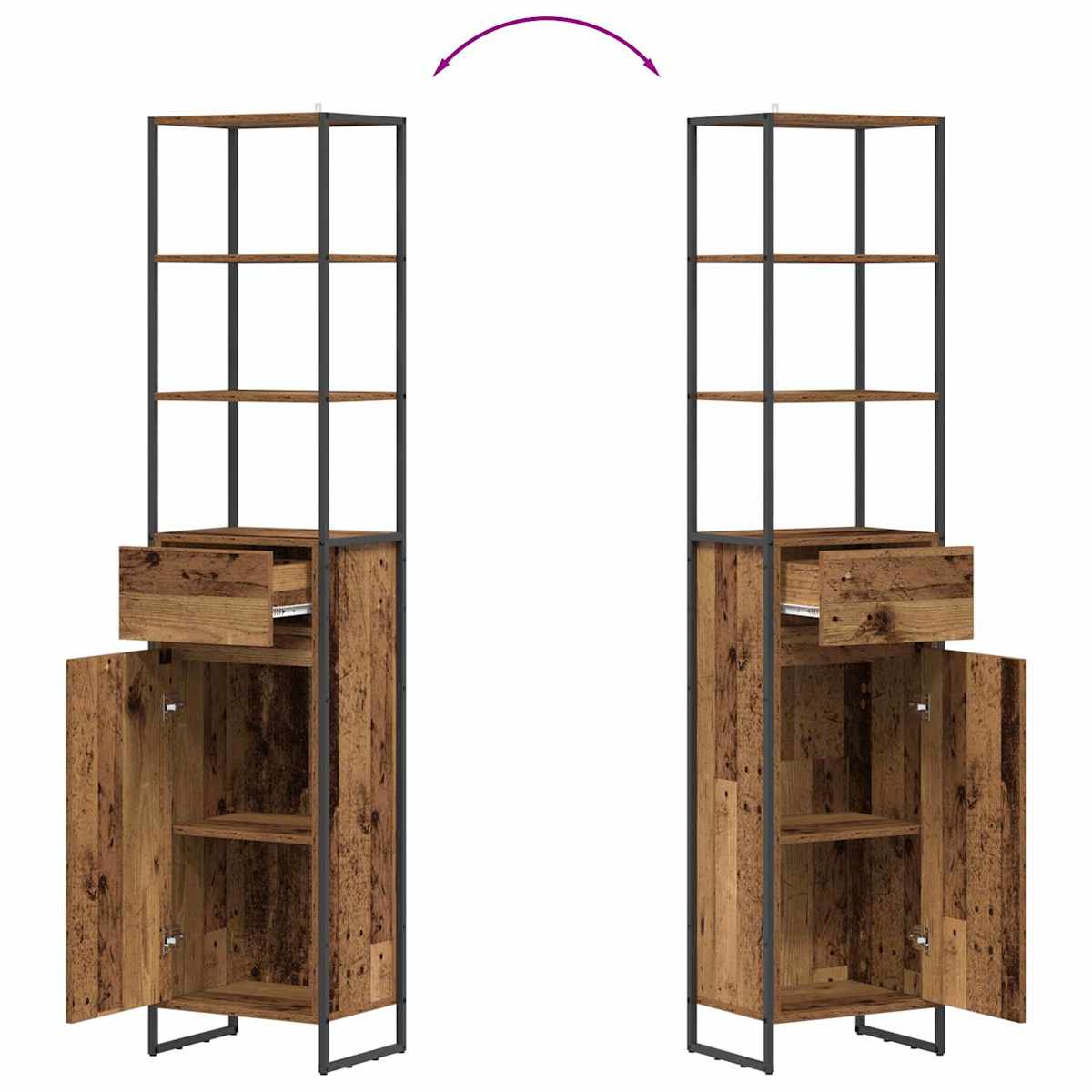 Badeværelsesskab 40 x 30 x 180 cm Konstrueret træ - Billede 10