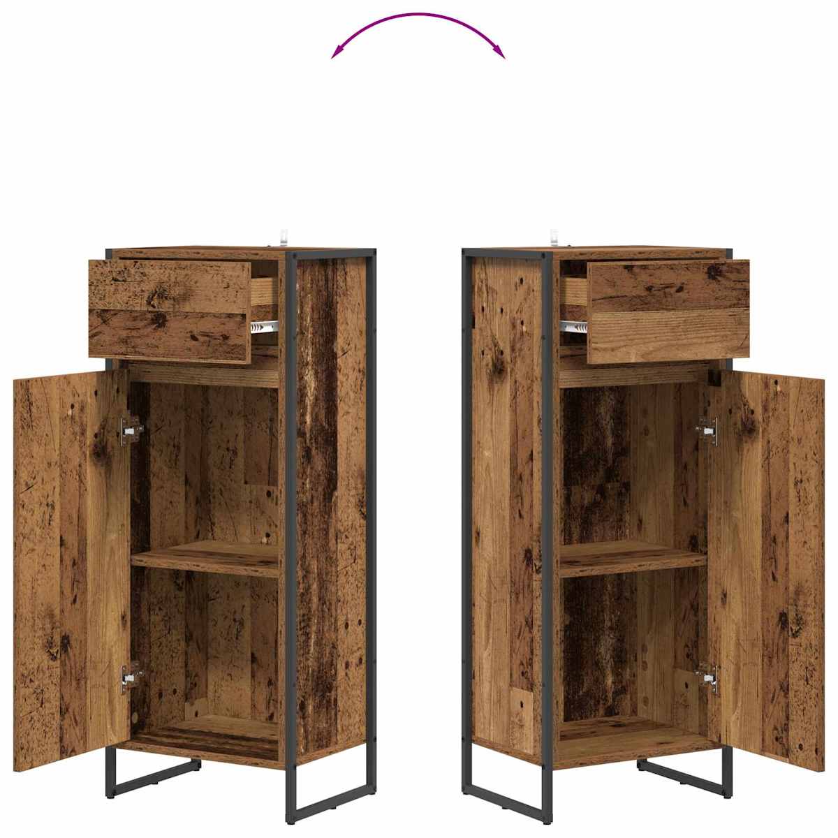Badeværelsesskab 40 x 30 x 100 cm Konstrueret træ - Billede 9