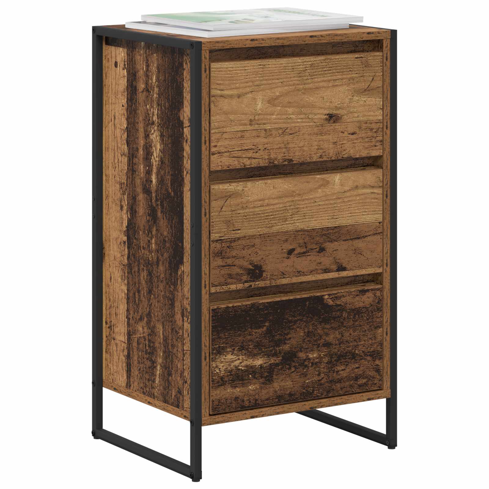 vidaXL Dressoir met lade Oud Hout 42 x 36 x 75.5 cm Bewerkt hout