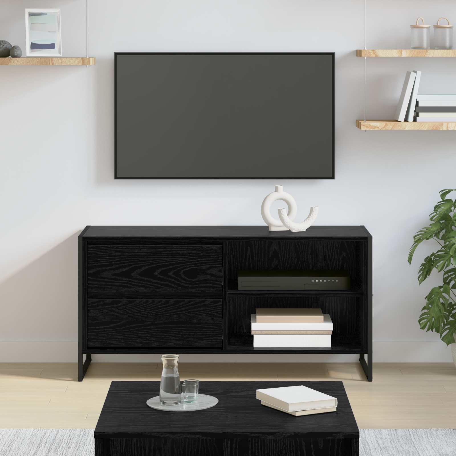 Suport TV & Masă TV - Cabinet TV Stejar Negru 100 x 36 x 49,5 cm Lemn compozit