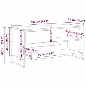 Televizní skříň Kouřový dub 100 x 36 x 49,5 cm kompozitní dřevo - obrázek 12