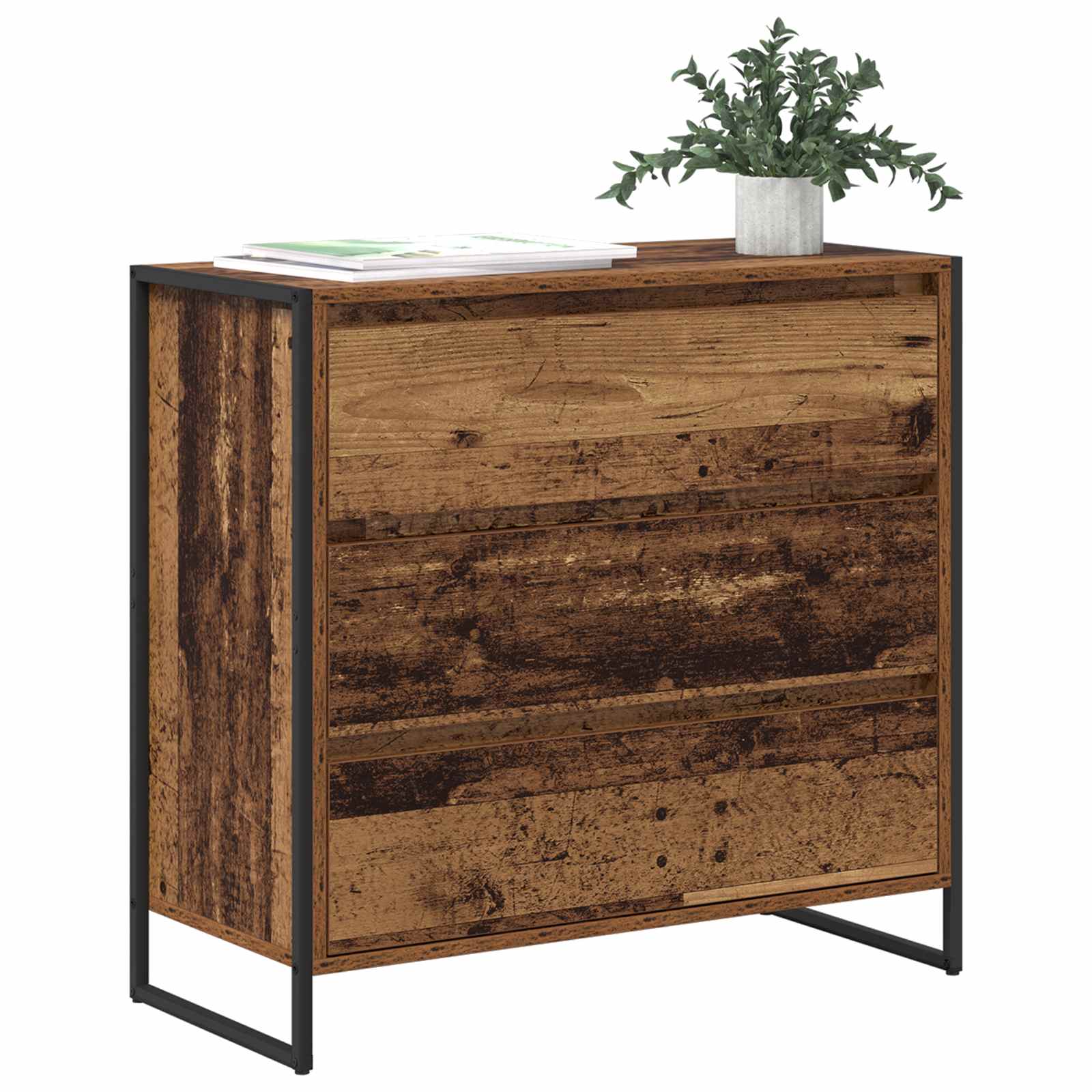 vidaXL Dressoir met lade Oud Hout 79 x 36 x 75.5 cm Bewerkt hout