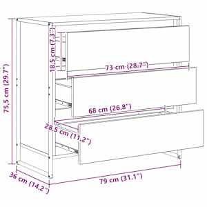 Servírovací skříň se zásuvkou Staré dřevo 79 x 36 x 75.5 cm - obrázek 13