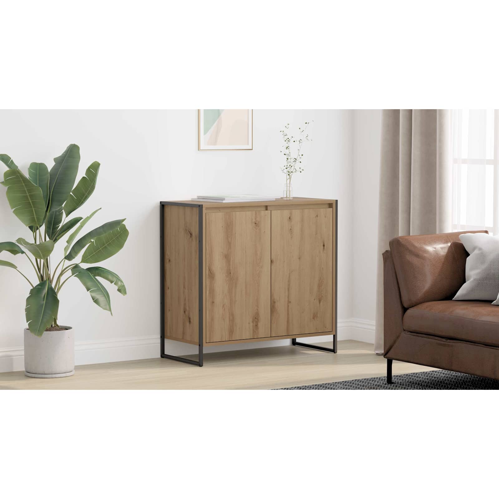 vidaXL Seitenschrank Kunsthandwerk Eiche 79 x 36 x 75 cm Holzwerkstoff – Bild 10