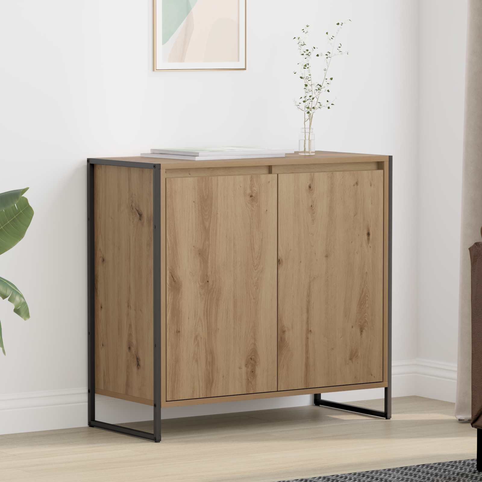 vidaXL Dulap lateral Stejar artizanal 79 x 36 x 75 cm Lemn compozit