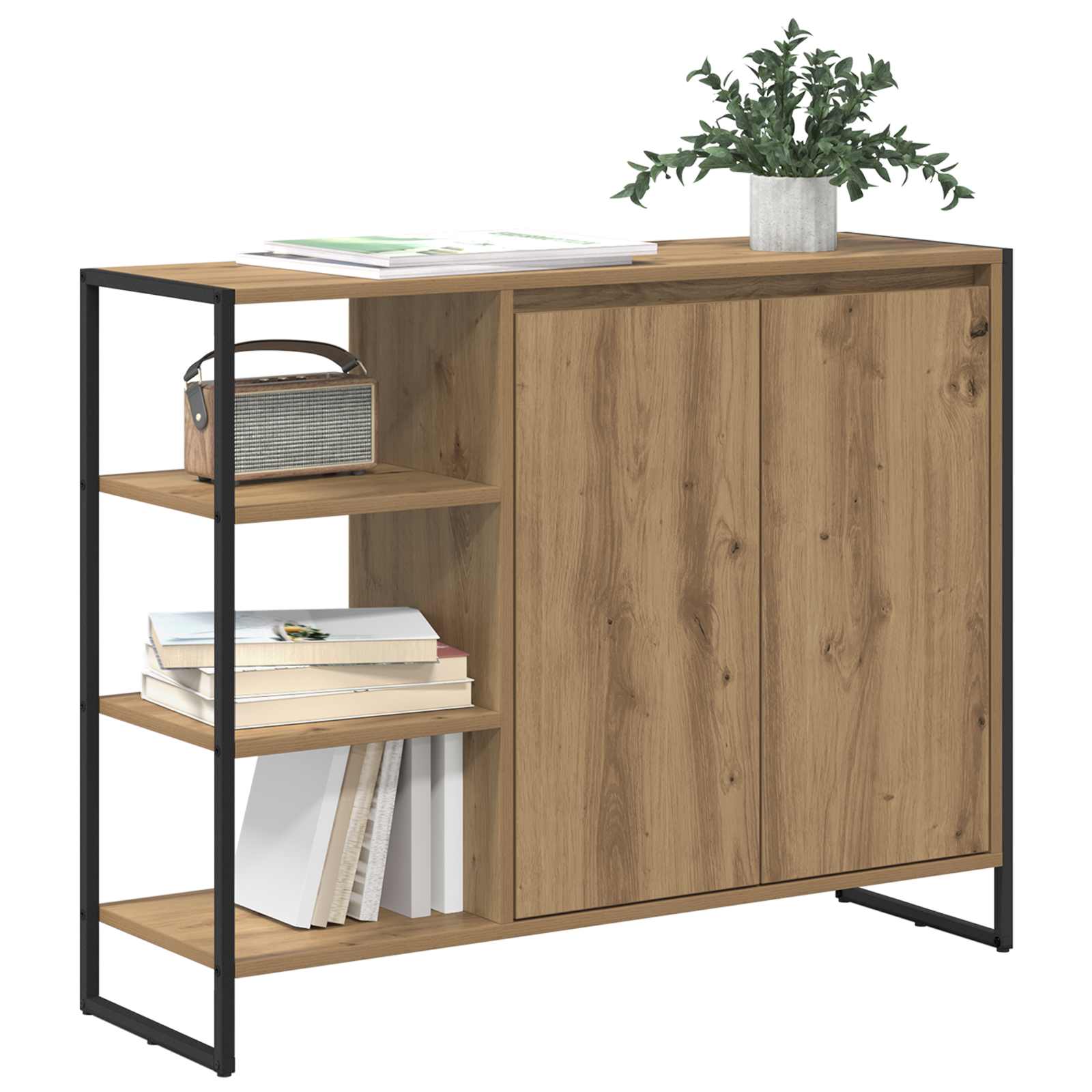 vidaXL Bijzetkast Ambachtelijk eiken 96.5 x 30 x 75 cm Bewerkt hout