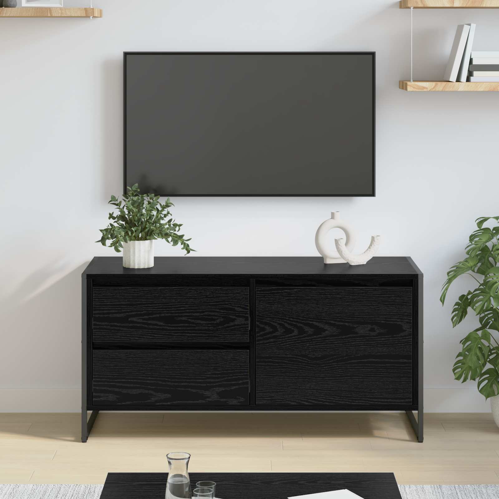 Suport TV & Masă TV - Cabinet TV Stejar Negru 100 x 36 x 49.5 cm Lemn compozit