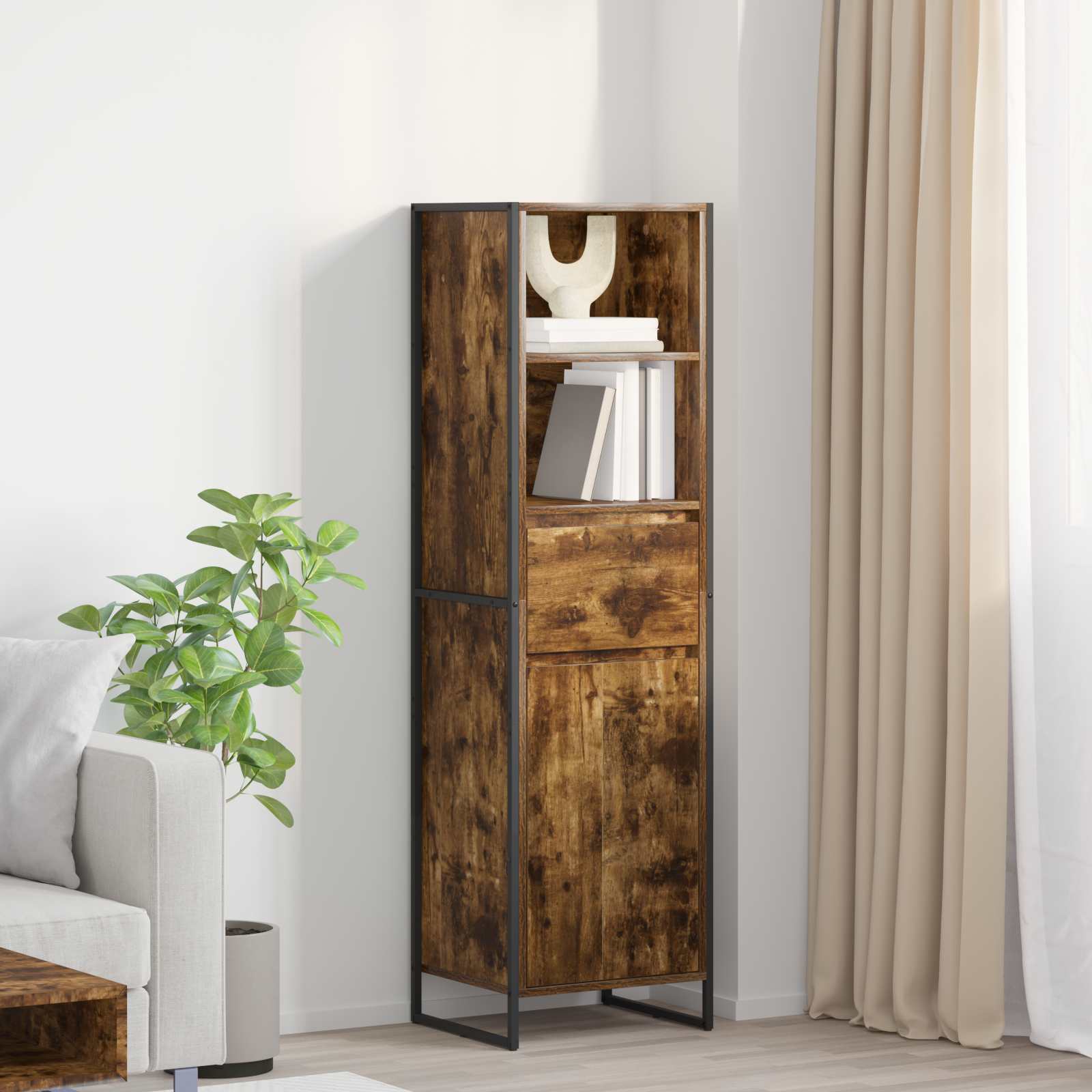 Dulapuri & depozitare - Dulap pentru cărți cu sertar Stejar fumuriu 43 x 36 x 150.5 cm