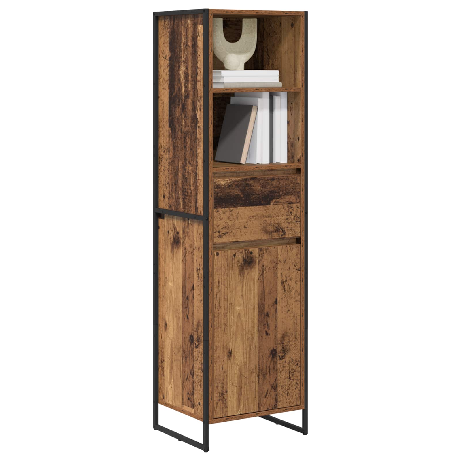 vidaXL Boekenkast met lade Oud Hout 43 x 36 x 150.5 cm Bewerkt hout