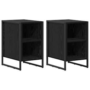 Noční stolek 2 pcs Černý dub 39,5 x 30 x 50 cm kompozitní dřevo - obrázek 2