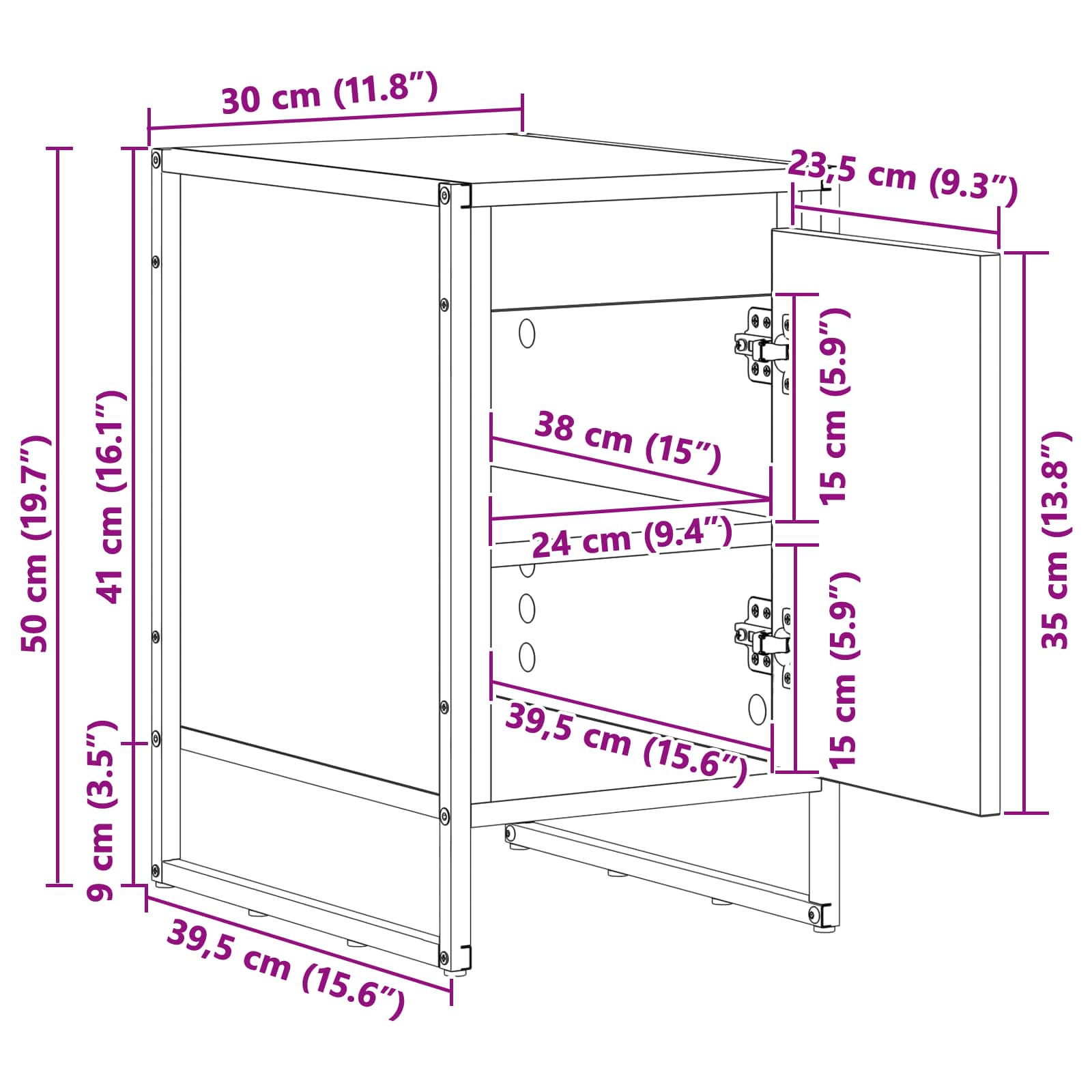 Nočna omarica Oreh 39,5 x 30 x 50 cm Konstruiran les - slika 13