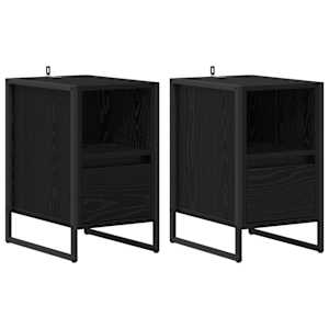 Noční stolek 2 pcs Černý dub 39,5 x 30 x 50 cm kompozitní dřevo - obrázek 2