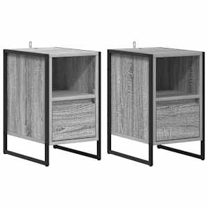 Noční stolek se zásuvkou 2 pcs Šedá Sonoma 39,5 x 30 x 50 cm - obrázek 2