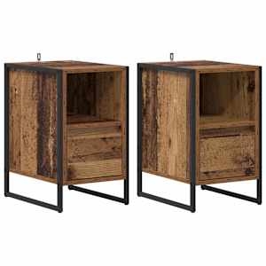 Noční stolek se zásuvkou 2 pcs Staré dřevo 39,5 x 30 x 50 cm - obrázek 2