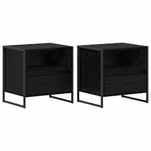 Noční stolek 2 pcs Černý dub 50 x 39,5 x 50 cm kompozitní dřevo - obrázek 2