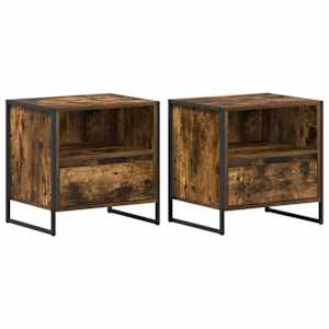 Noční stolek se zásuvkou 2 pcs Kouřový dub 50 x 39,5 x 50 cm - obrázek 2
