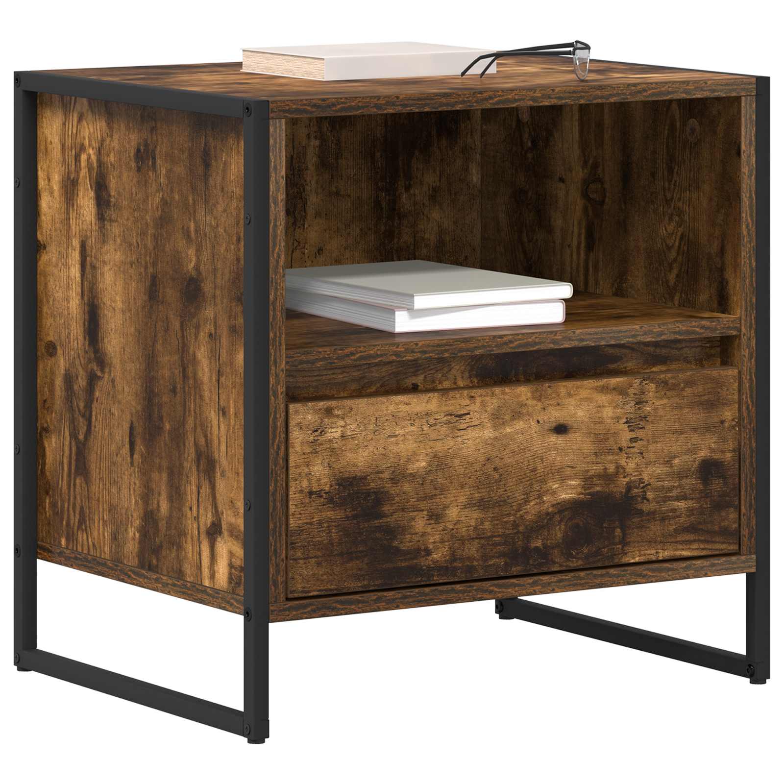 vidaXL Nachtkastje 2 pcs Rook Eik 50 x 39,5 x 50 cm Bewerkt hout