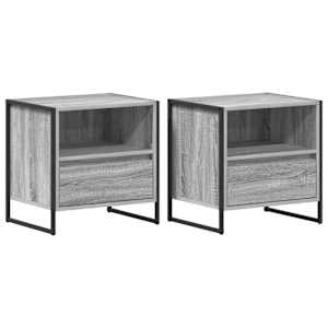 Noční stolek se zásuvkou 2 pcs Šedá Sonoma 50 x 39,5 x 50 cm - obrázek 2