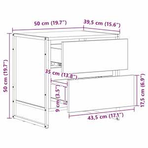 Noční stolek 2 pcs Sonoma 50 x 39.5 x 50 cm kompozitní dřevo - obrázek 13