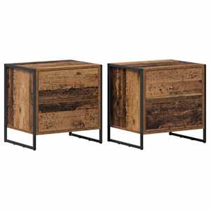 Noční stolek se zásuvkou 2 pcs Staré dřevo 50 x 39.5 x 50 cm - obrázek 2