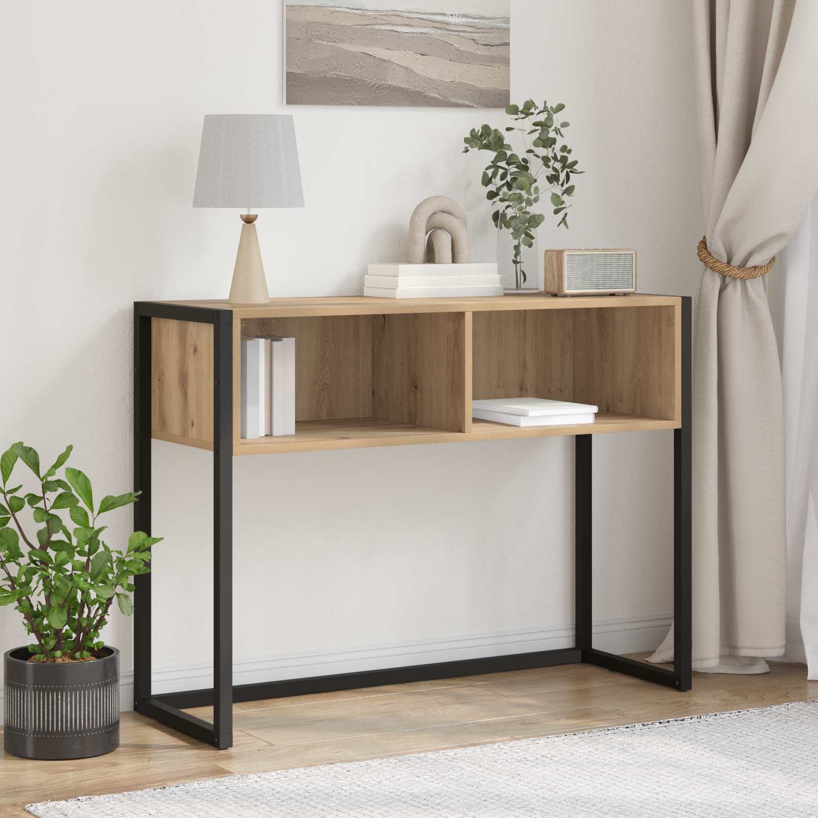 vidaXL Masă laterală Stejar artizanal 100 x 36 x 75 cm Lemn compozit