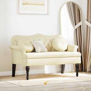Chesterfield lavice Krémová 120,5 x 65 x 75 cm Umělá kůže - obrázek 1