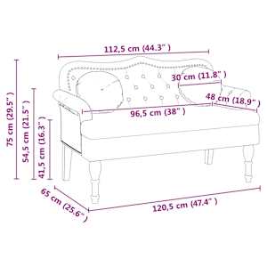 Chesterfield lavice Krémová 120,5 x 65 x 75 cm Umělá kůže - obrázek 11