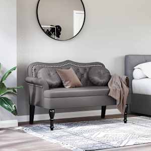 Chesterfield lavice Šedá 120,5 x 65 x 75 cm Umělá kůže - obrázek 3