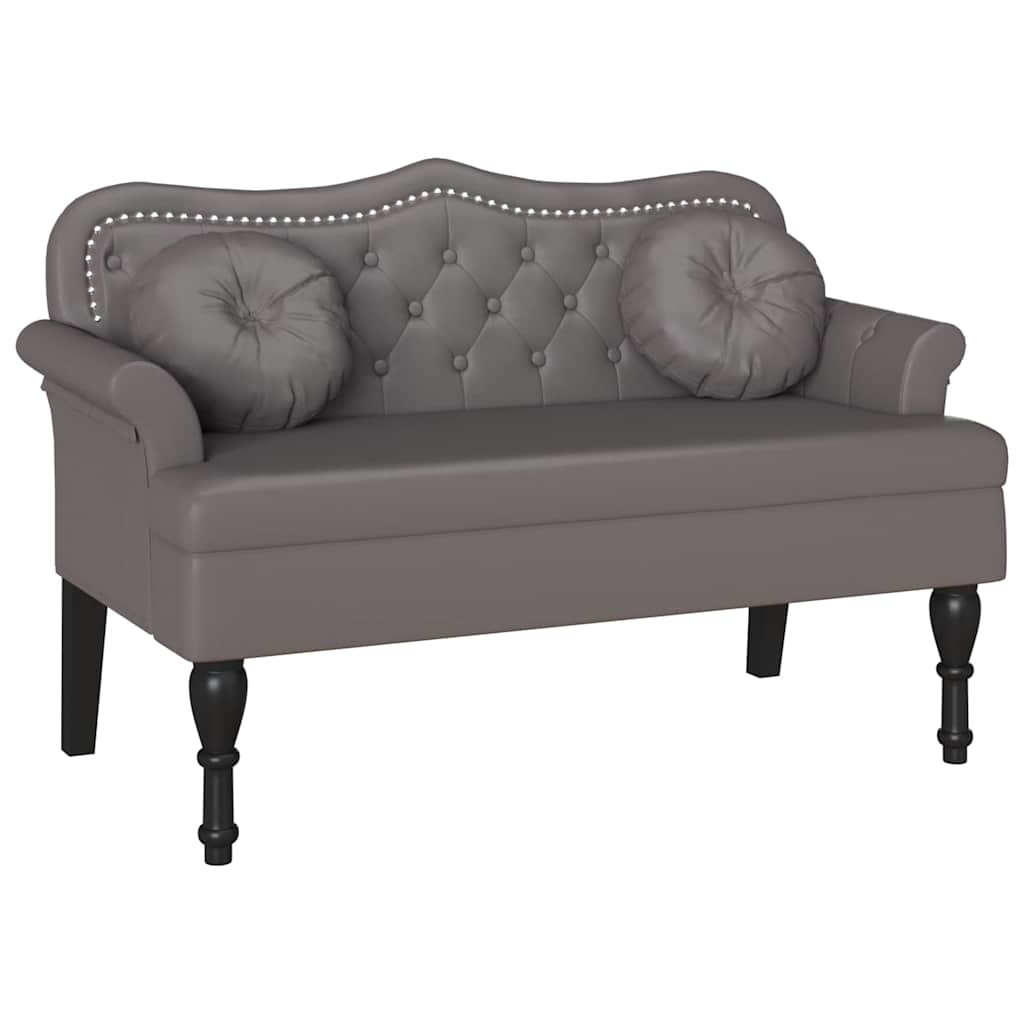 Thumbnail - vidaXL Chesterfield Bank mit Kissen Grau 120,5 x 65 x 75 cm Kunstleder