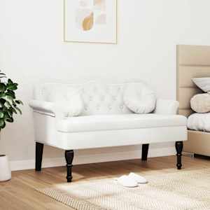 Chesterfield lavice Bílá 120,5 x 65 x 75 cm Umělá kůže - obrázek 3