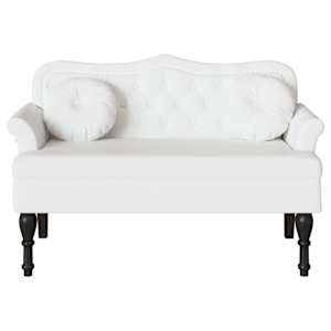 Chesterfield lavice Bílá 120,5 x 65 x 75 cm Umělá kůže - obrázek 4