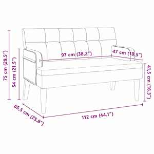 Chesterfield lavice Černá 112 x 65,5 x 75 cm samet - obrázek 11