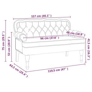 Chesterfield lavice Krémová 119,5 x 64,5 x 75 cm Umělá kůže - obrázek 11