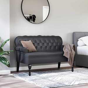 Chesterfield lavice Černá 119,5 x 64,5 x 75 cm Umělá kůže - obrázek 3