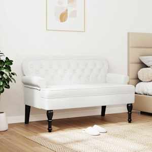 Chesterfield lavice Bílá 119,5 x 64,5 x 75 cm Umělá kůže - obrázek 3