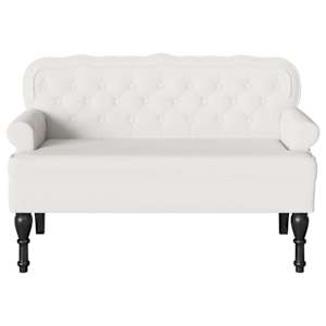 Chesterfield lavice Bílá 119,5 x 64,5 x 75 cm Umělá kůže - obrázek 4