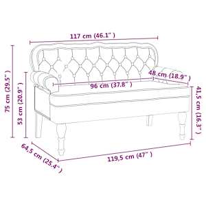 Chesterfield lavice Bílá 119,5 x 64,5 x 75 cm Umělá kůže - obrázek 11
