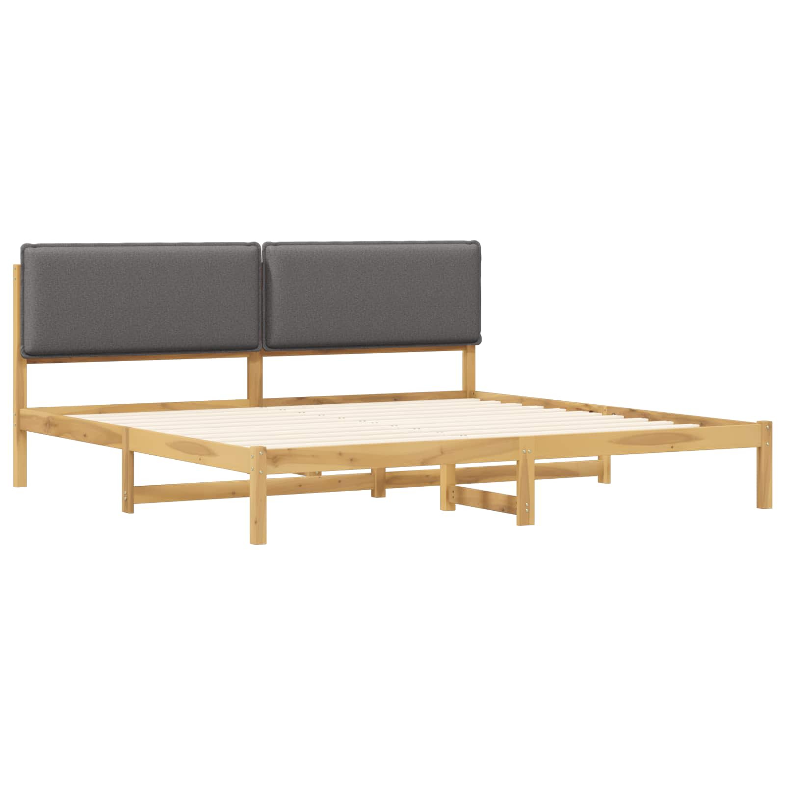 vidaXL Bedframe met gestoffeerd hoofdbord Whitewash en lichtgrijs, foto 2
