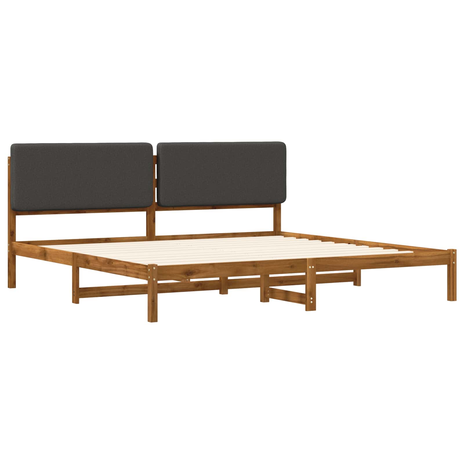 vidaXL - Bedframe - met - gestoffeerd - hoofdbord - Naturel - en - donkergrijs
