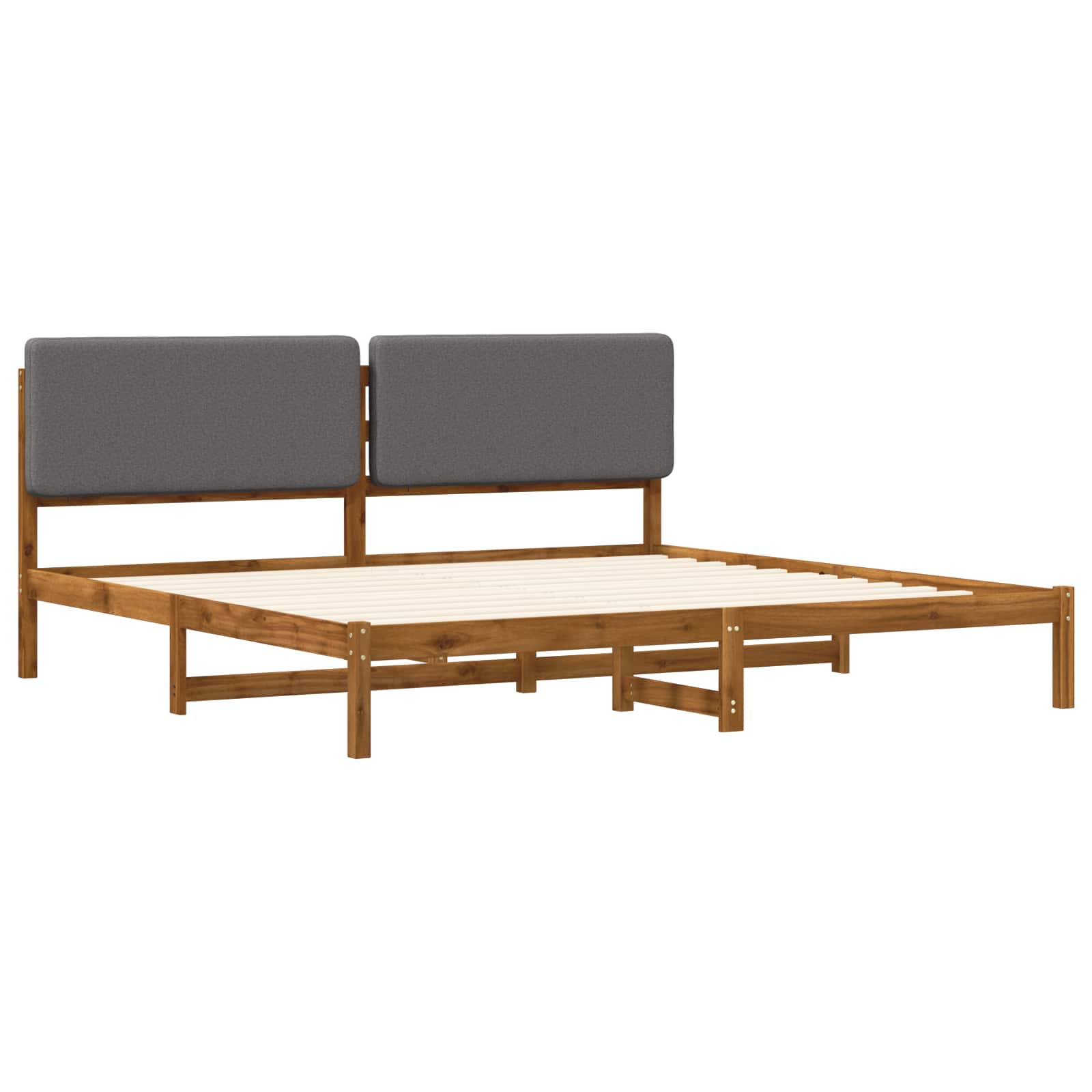 vidaXL Bedframe met gestoffeerd hoofdbord Naturel en lichtgrijs, foto 2