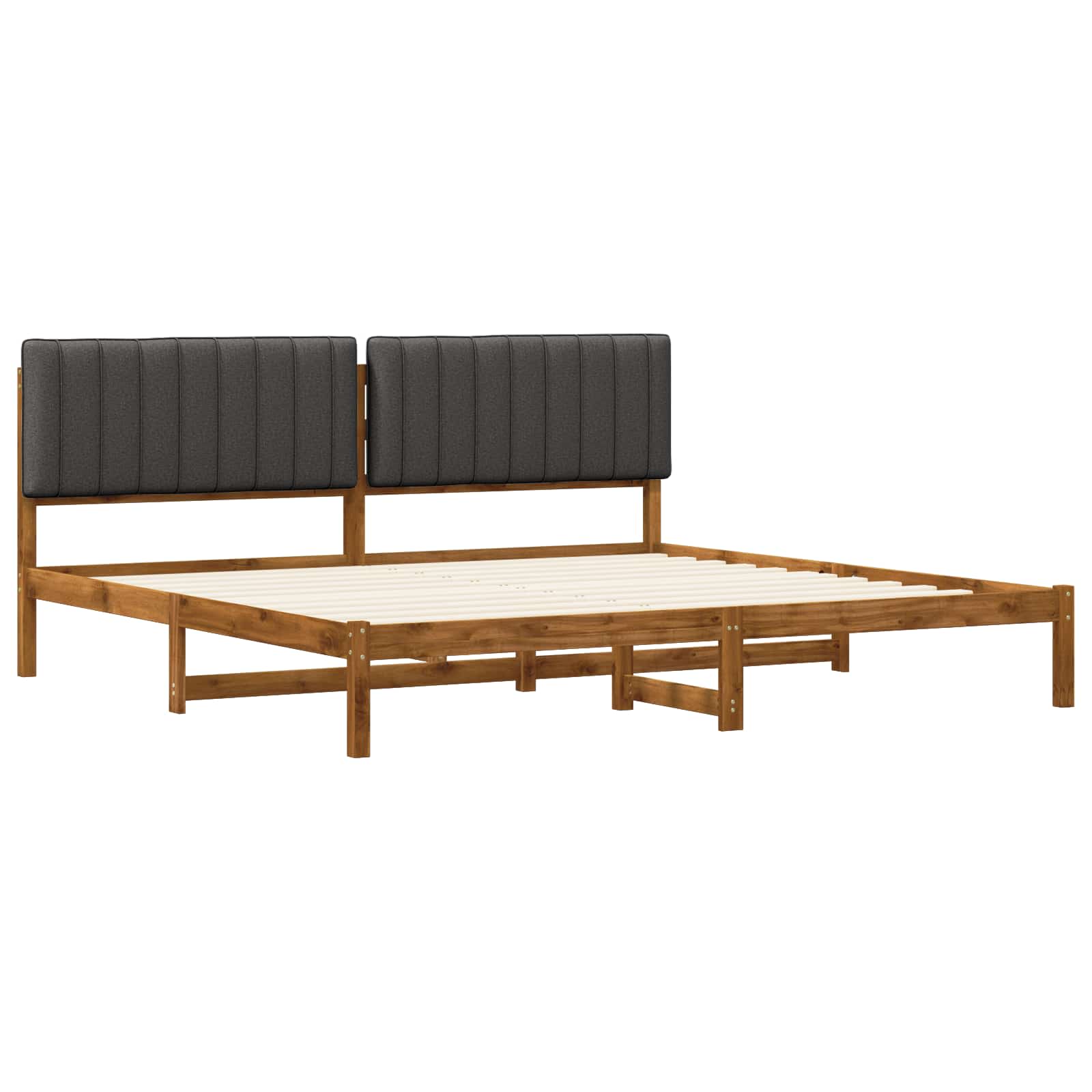 vidaXL Bedframe met gestoffeerd hoofdbord Naturel en donkergrijs, foto 2
