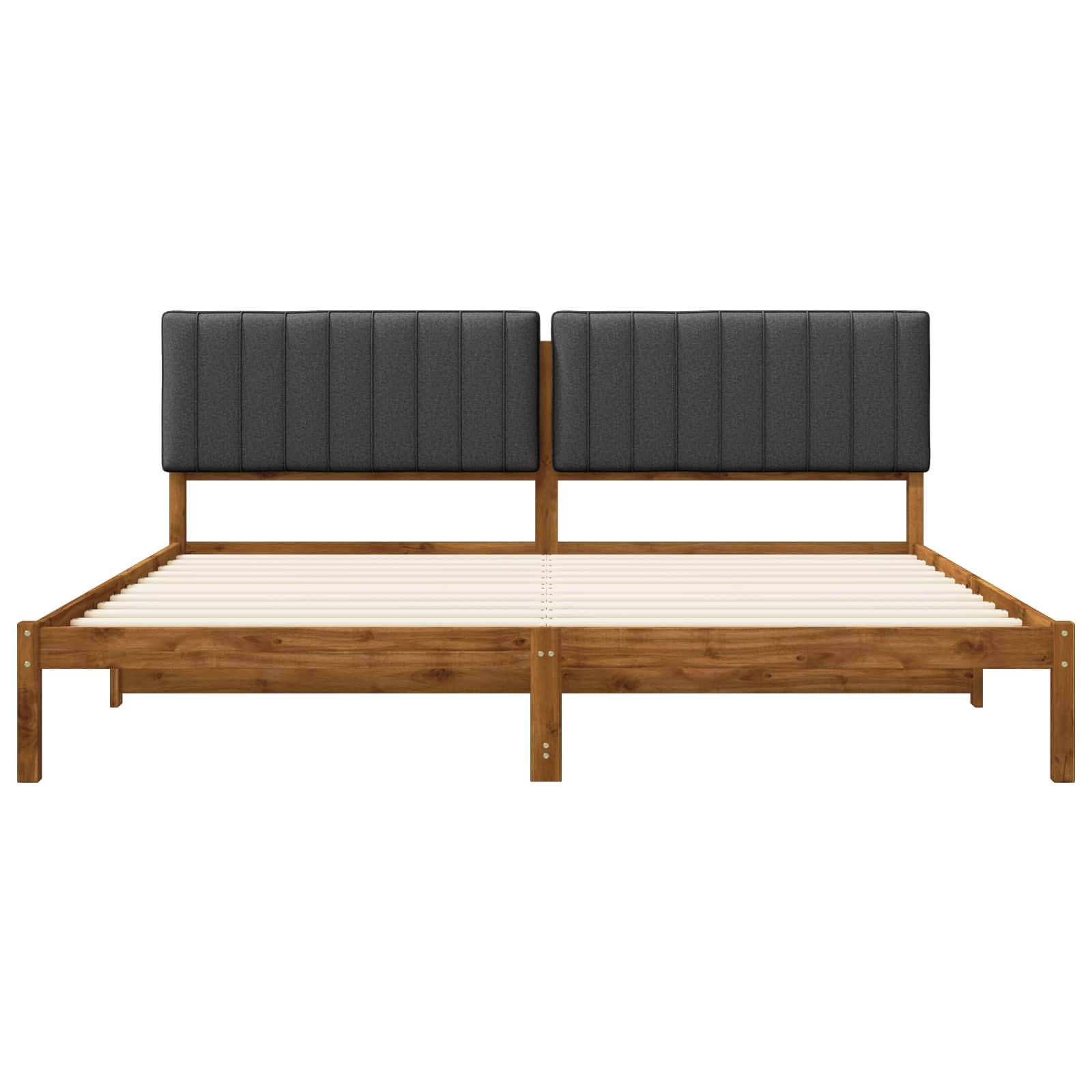 vidaXL Bedframe met gestoffeerd hoofdbord Naturel en donkergrijs, foto 4