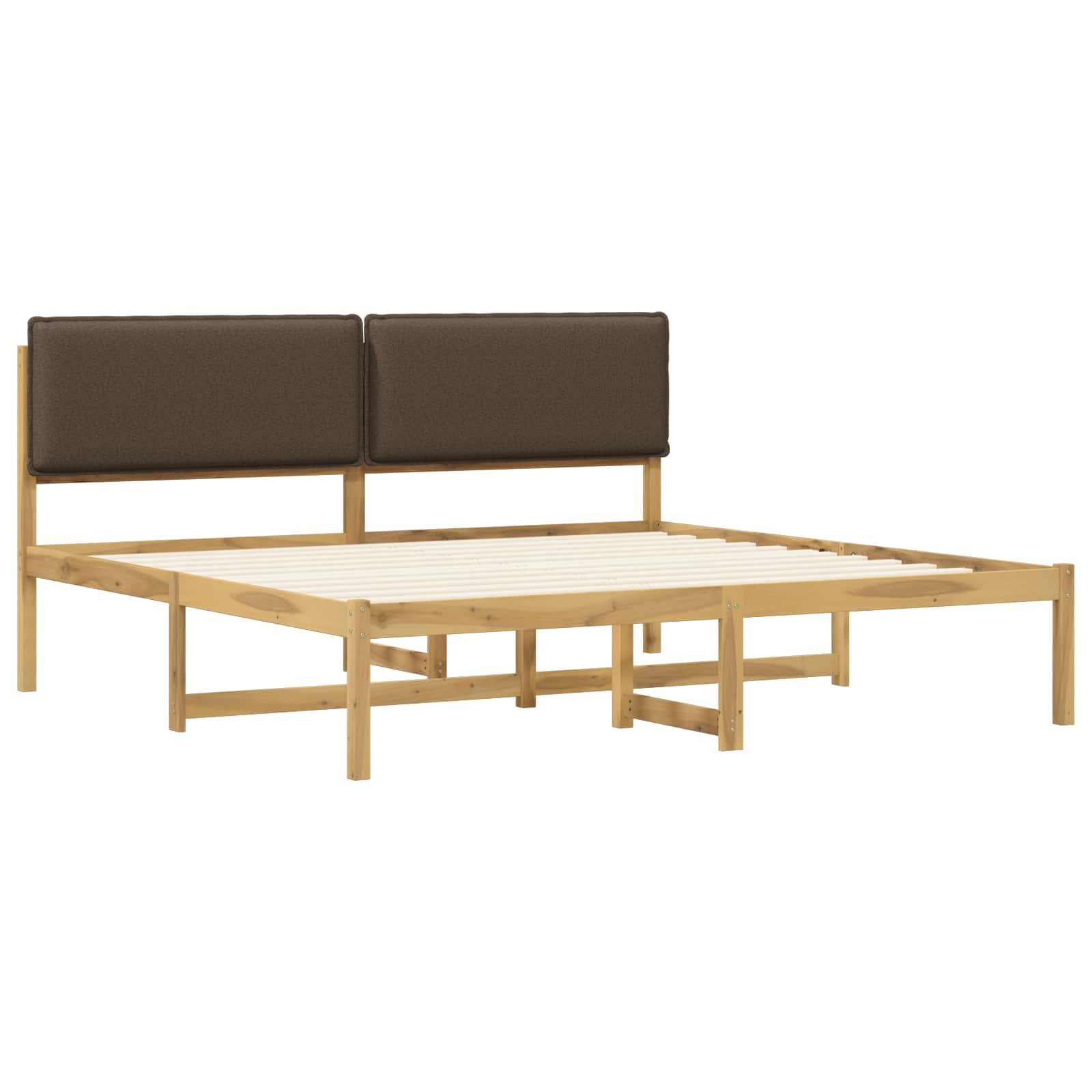 vidaXL - Bedframe - met - gestoffeerd - hoofdbord - Whitewash - en - taupe