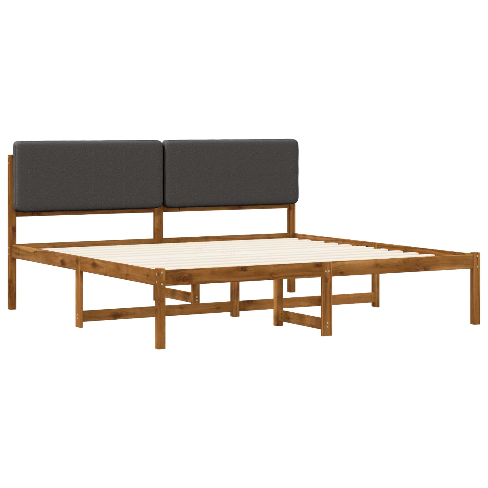 vidaXL - Bedframe - met - gestoffeerd - hoofdbord - Naturel - en - donkergrijs